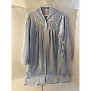 Miss Elaine small Blue fleece robe‎ gown snap buttons rn#17414